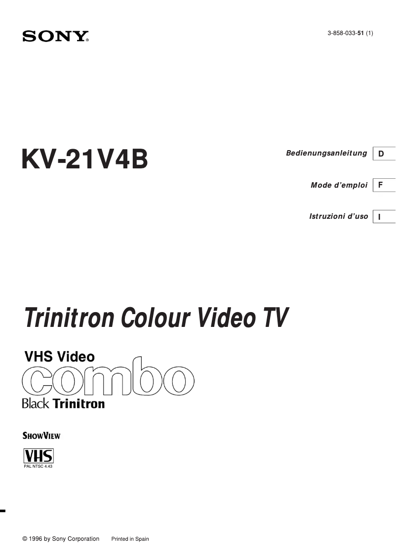 Page n°1 - Manuel utilisateur Sony KV-21V4B