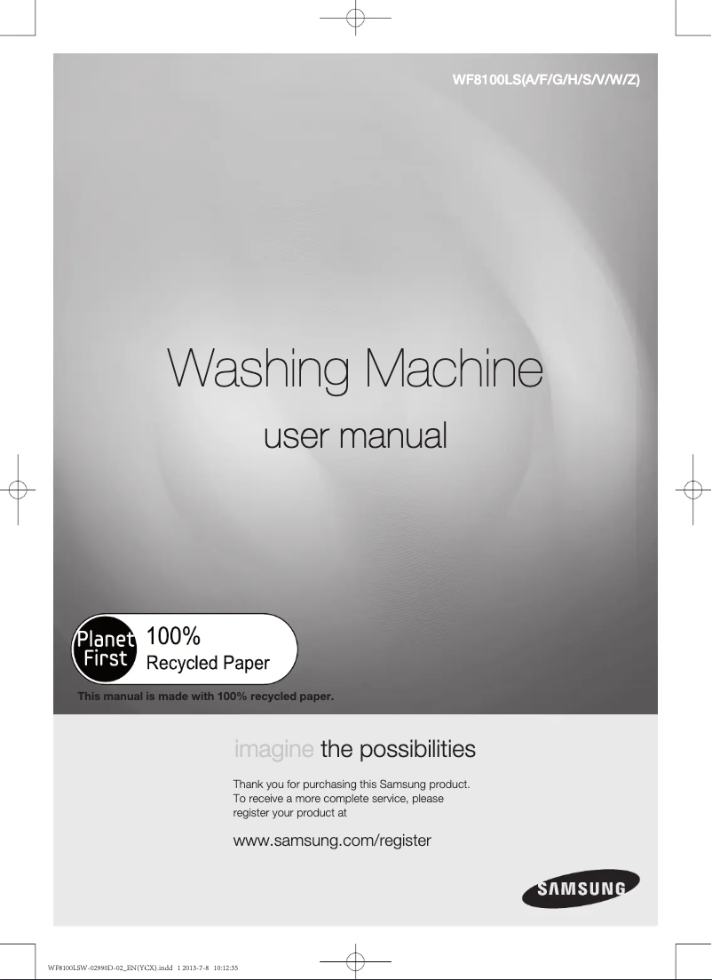 Page n°1 - Manuel utilisateur Samsung WF8100LS