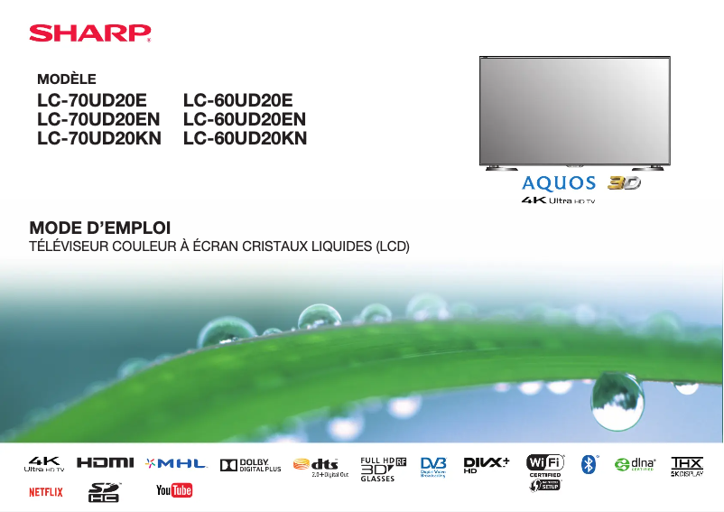 Page 1 of the manual User Manual Sharp LC-70UD20EN