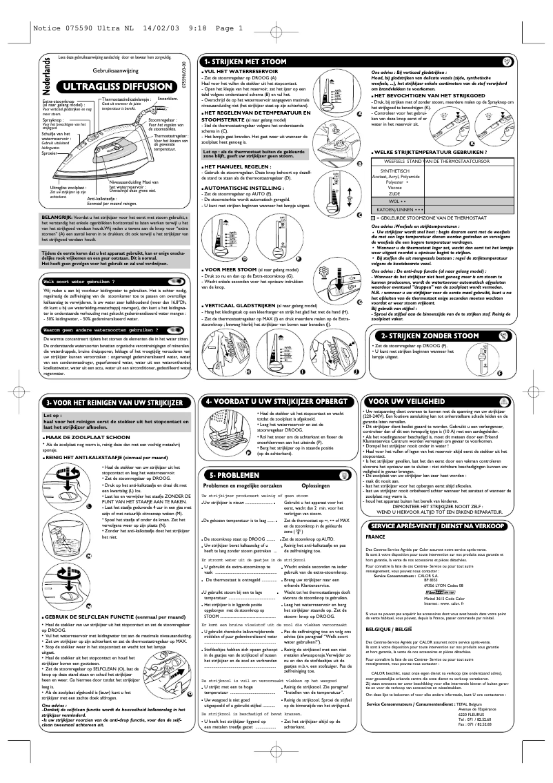 Page 1 de la notice Manuel utilisateur Tefal Ultragliss Diffusion 1689