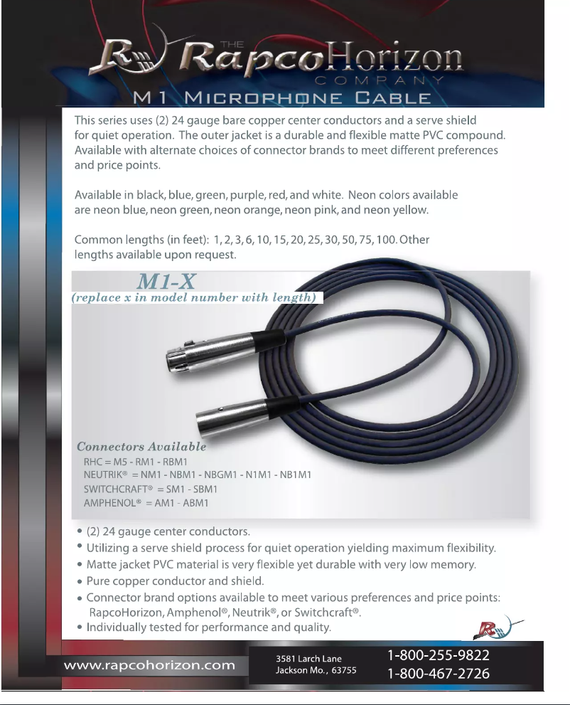 Page 1 de la notice Manuel utilisateur RapcoHorizon M1-X