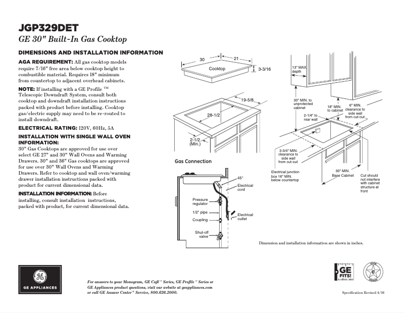 Page n°1 - Fiche technique GE JGP329DETBB