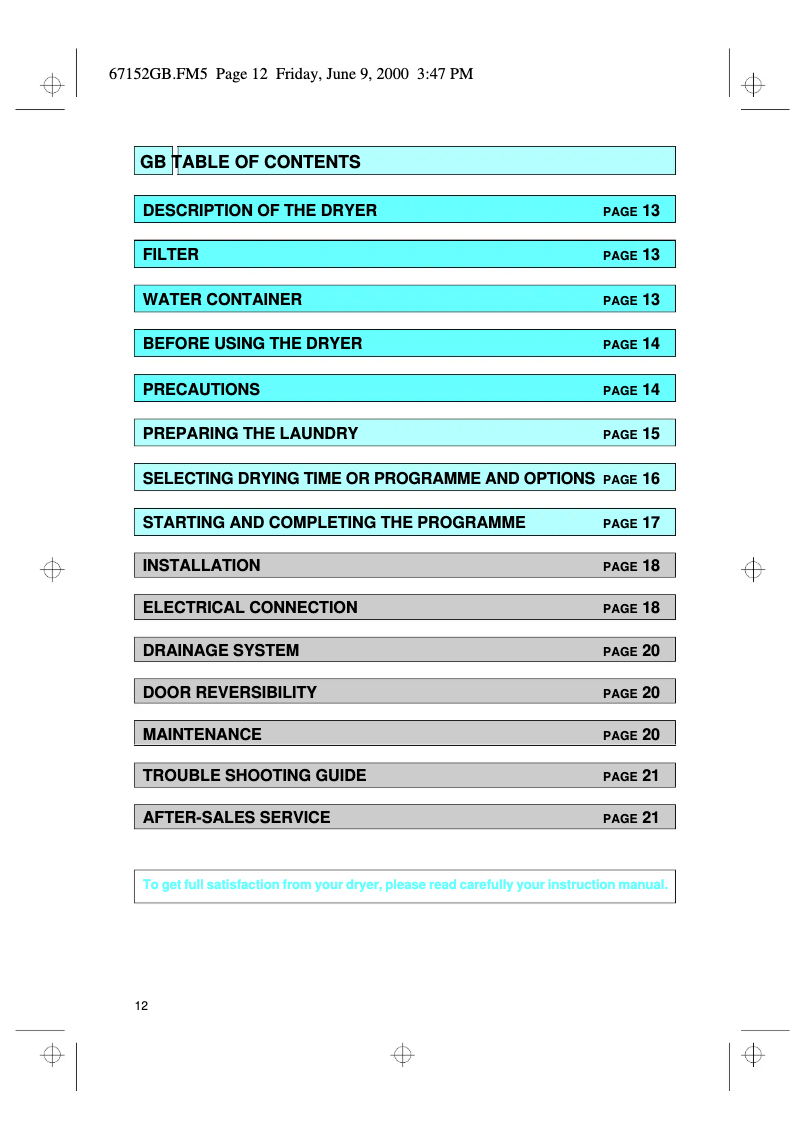 Page 1 de la notice Manuel utilisateur Whirlpool AWZ 551/3