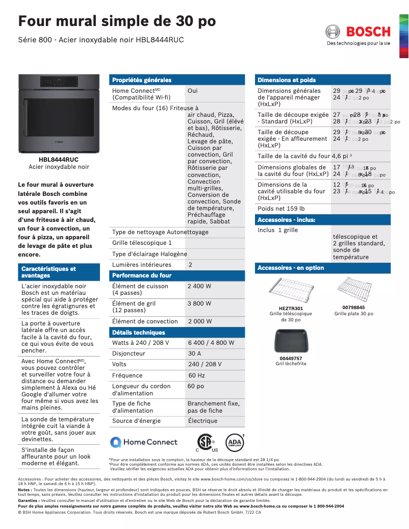 Página 1 del manual Ficha técnica Bosch HBL8444RUC