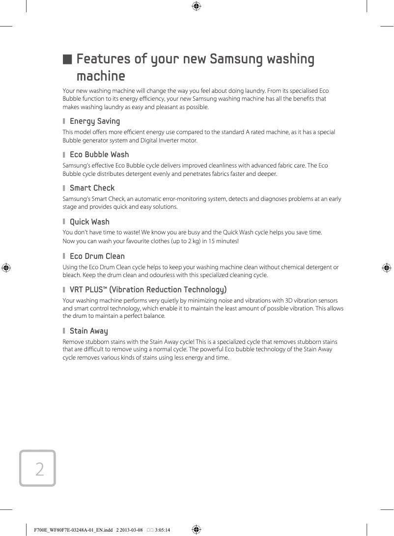 Image de la première page du manuel de l'appareil WF9AF7E6P6W