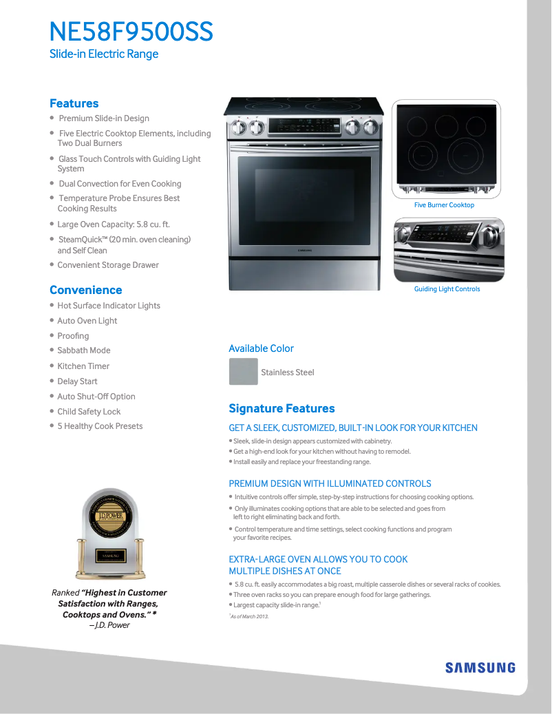 Page n°1 - Fiche technique Samsung NE58F9500SS