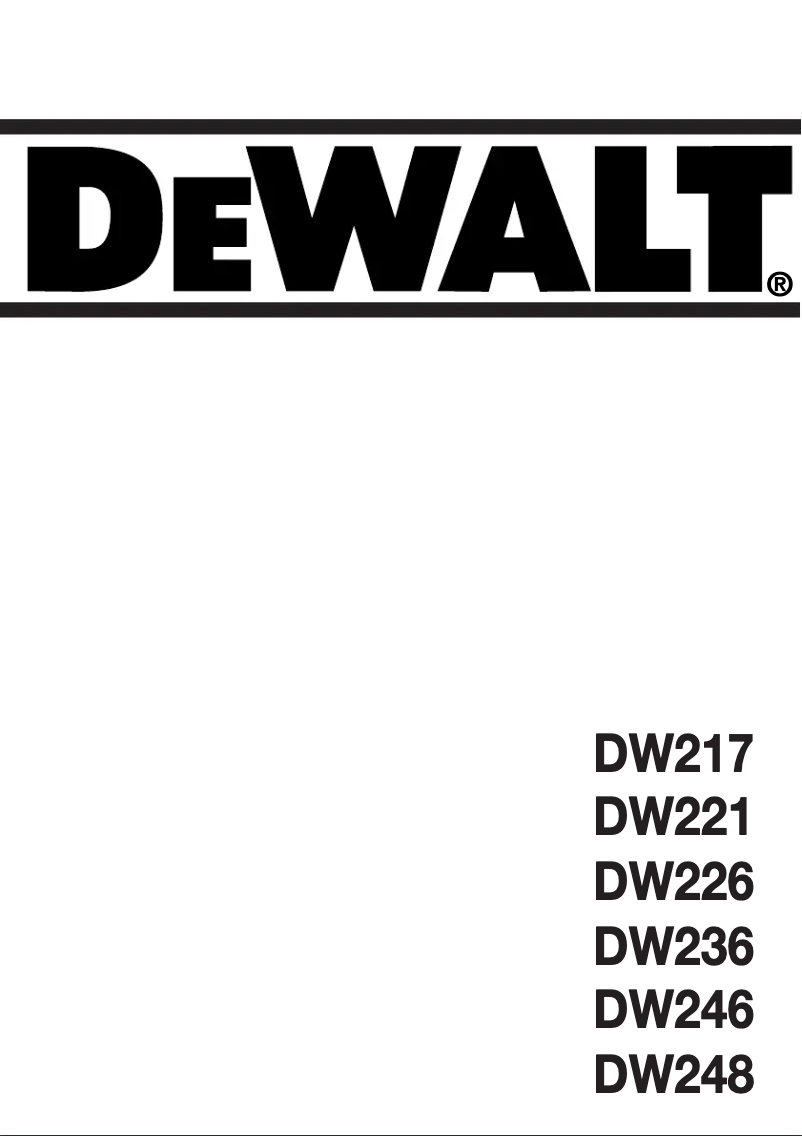 Page 1 de la notice Manuel utilisateur DeWalt DW217