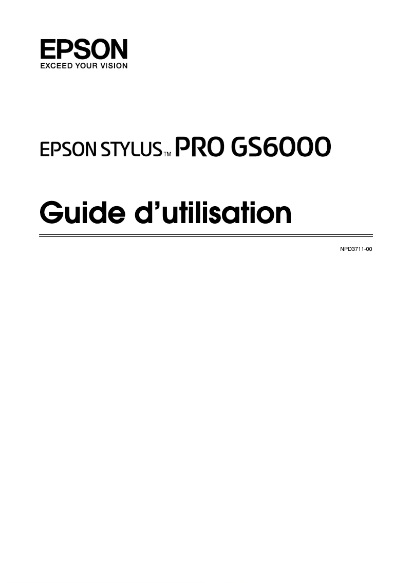 Page 1 de la notice Manuel utilisateur Epson Stylus Pro GS6000