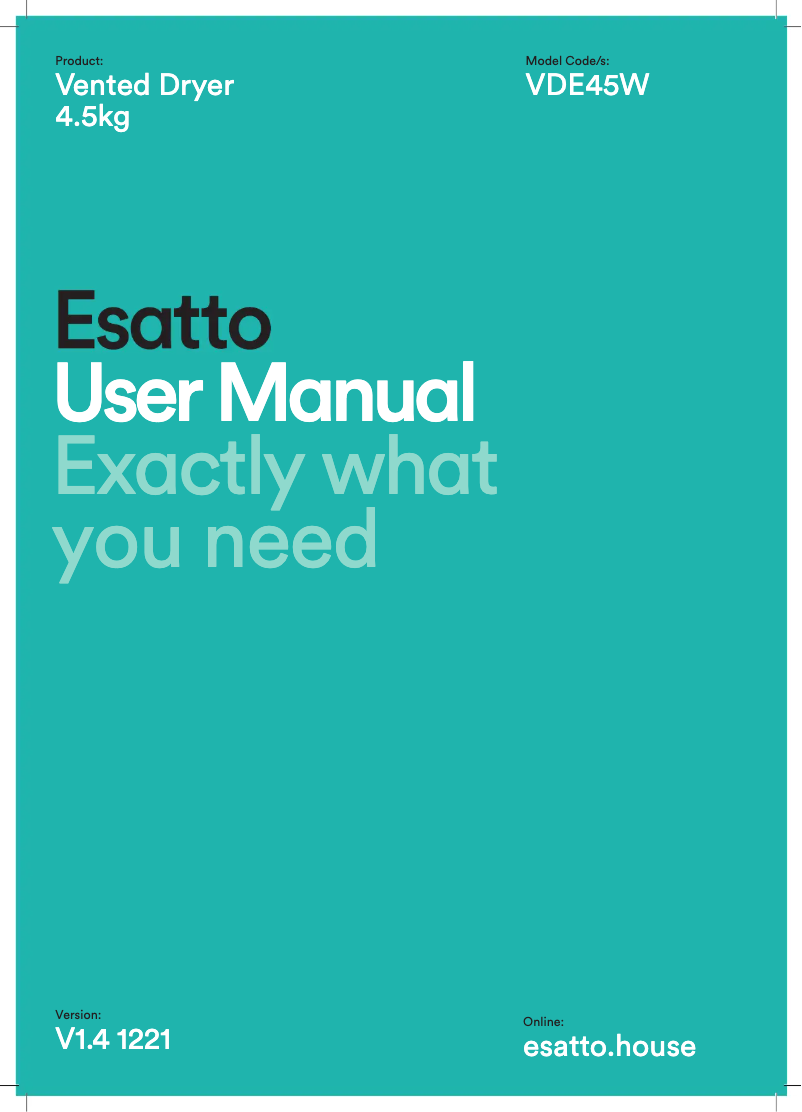 Page n°1 - Manuel utilisateur Esatto VDE45W