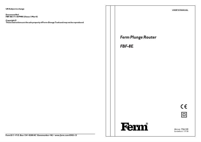 Página 1 del manual Manual de usuario Ferm FBF-8E