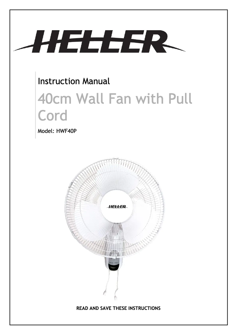 Page 1 de la notice Manuel utilisateur Heller HWF40P