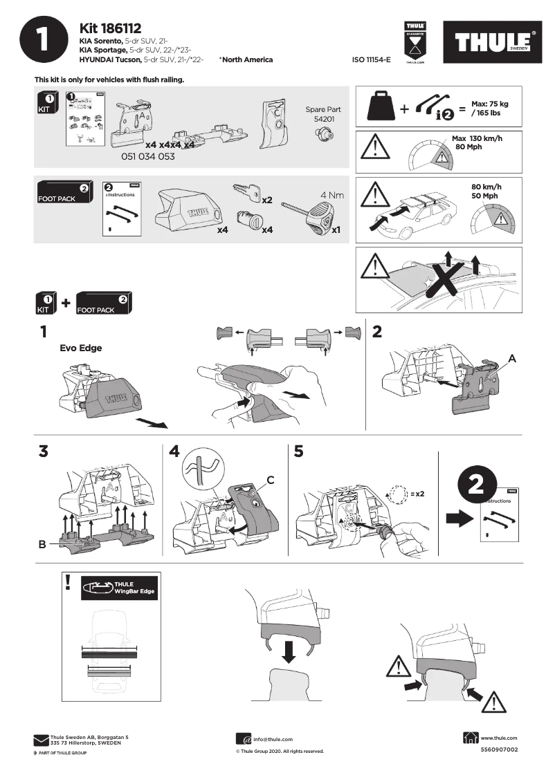 Page 1 de la notice Manuel utilisateur Thule Kit 186112