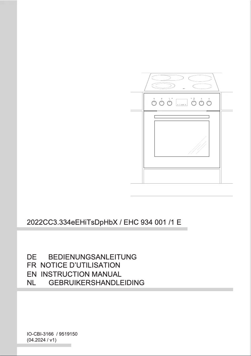 Page n°1 - Manuel utilisateur Amica EHC 934 001 E