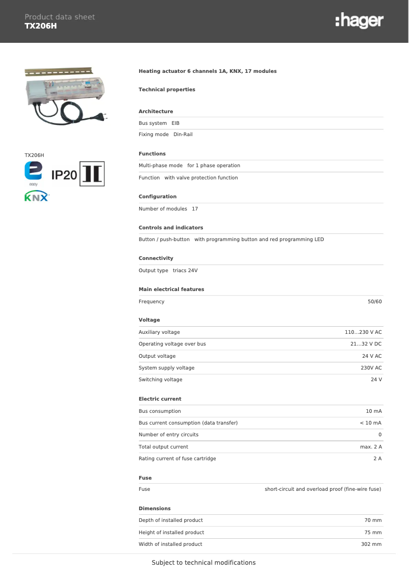 Image de la première page du manuel de l'appareil TX206H