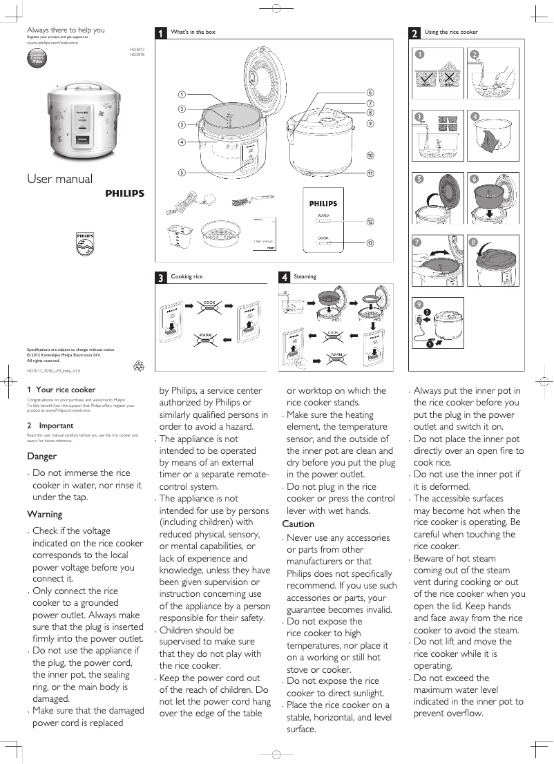 Page 1 de la notice Manuel utilisateur Philips Daily Collection HD3018