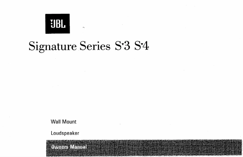 Page n°1 - Manuel utilisateur JBL Signature S3