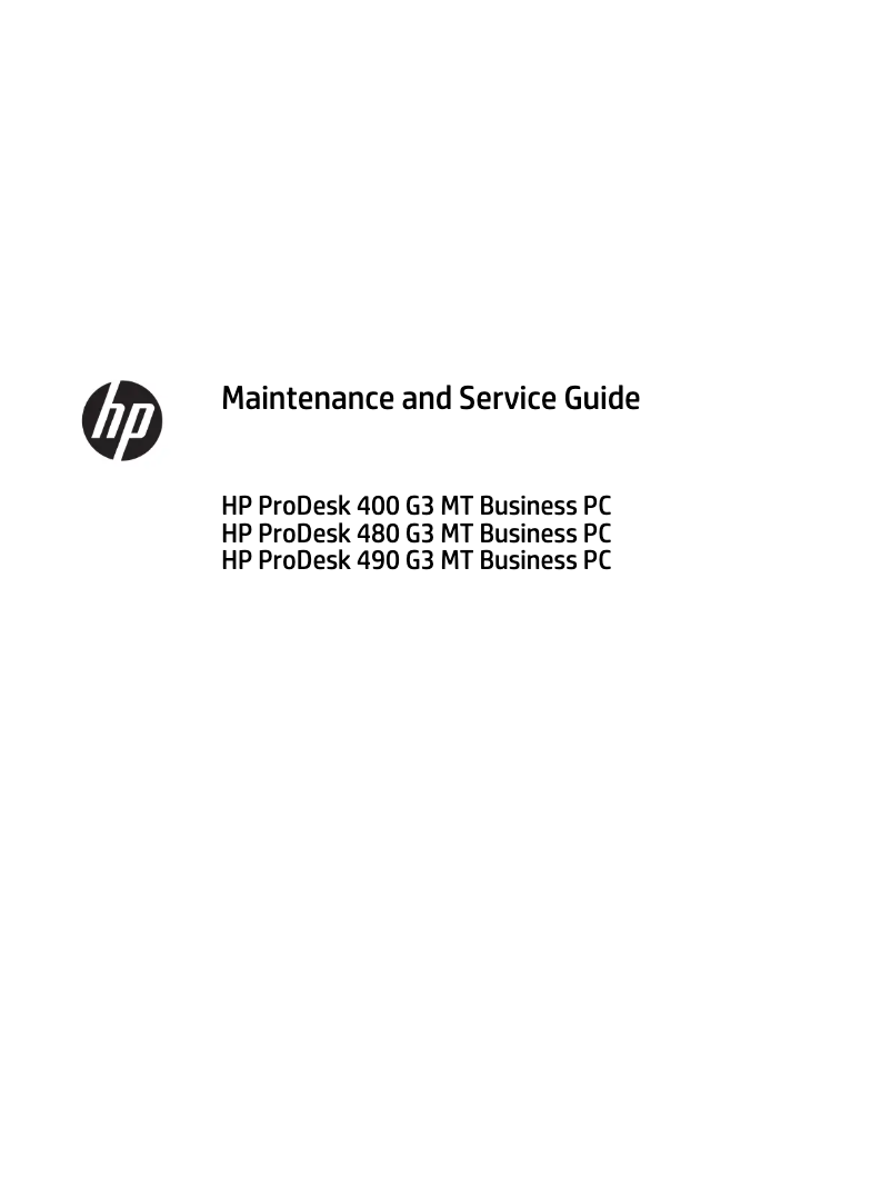 Page n°1 - Manuel utilisateur HP ProDesk 490 G3 MT