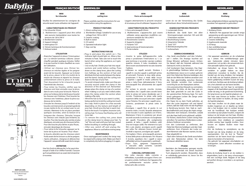 Image de la première page du manuel de l'appareil Mini 776502