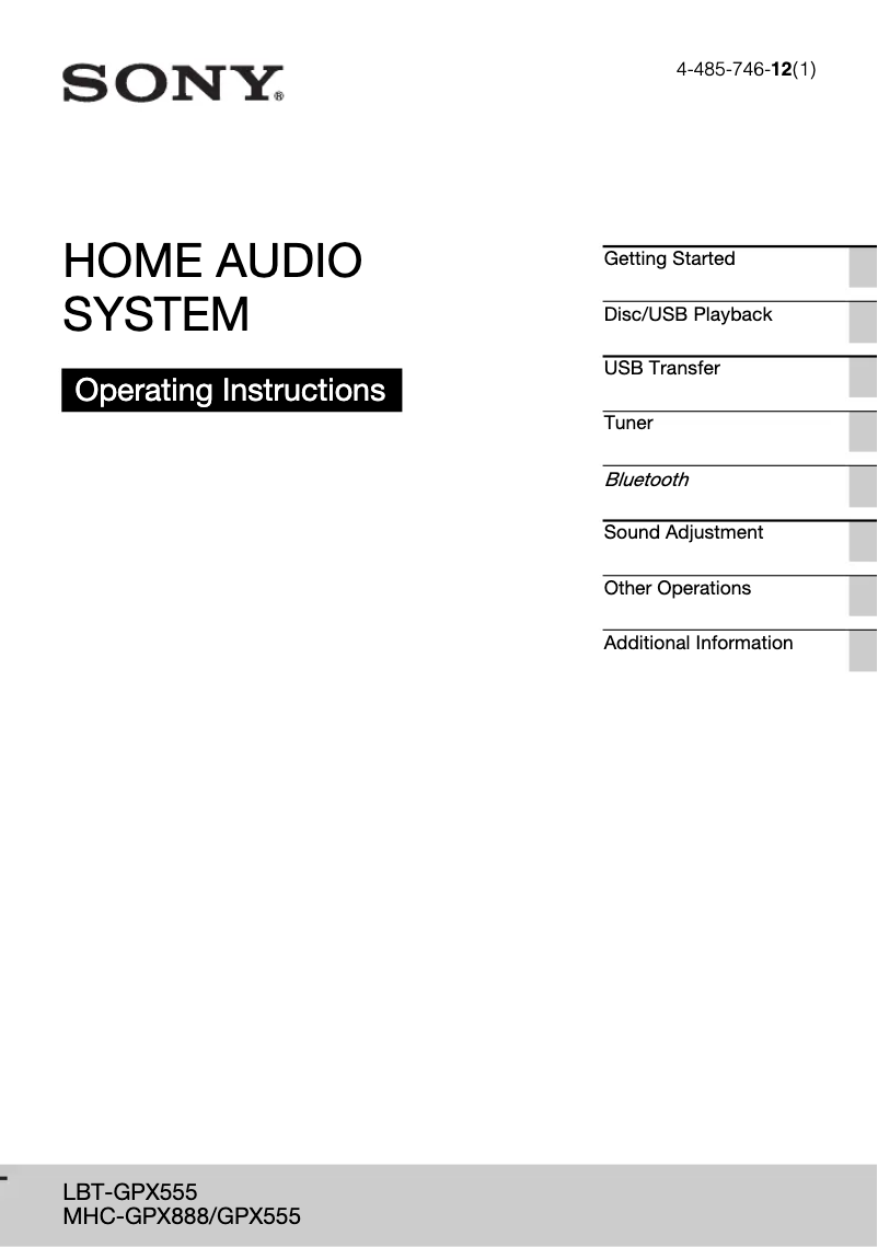 Page n°1 - Manuel utilisateur Sony MHC-GPX555