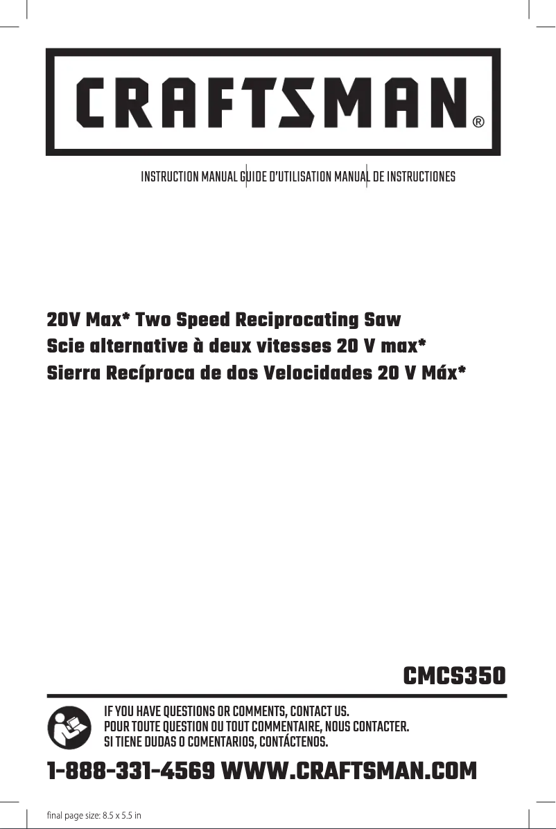 Page 1 de la notice Manuel utilisateur Craftsman CMCS350