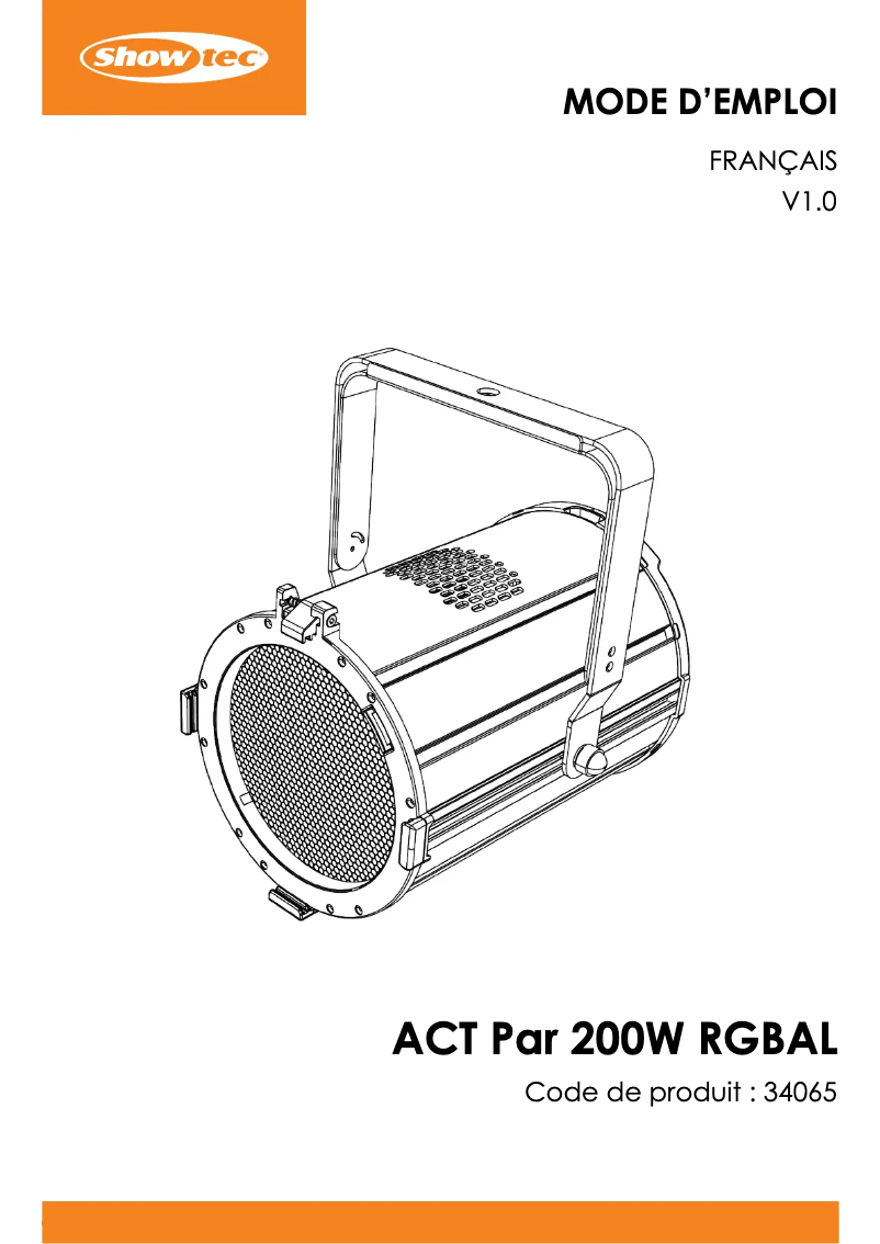 Page n°1 - Manuel utilisateur Showtec ACT Par 200  RGBAL