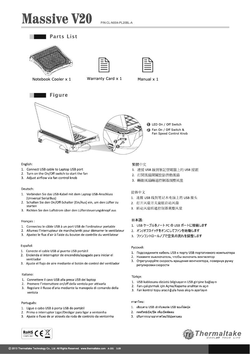 Página 1 del manual Manual de usuario Thermaltake Massive V20