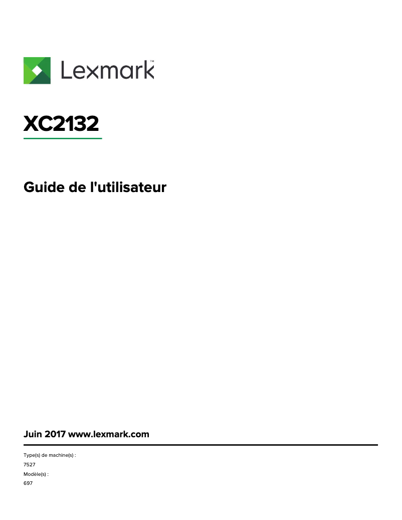 Page 1 de la notice Manuel utilisateur Lexmark XC2132