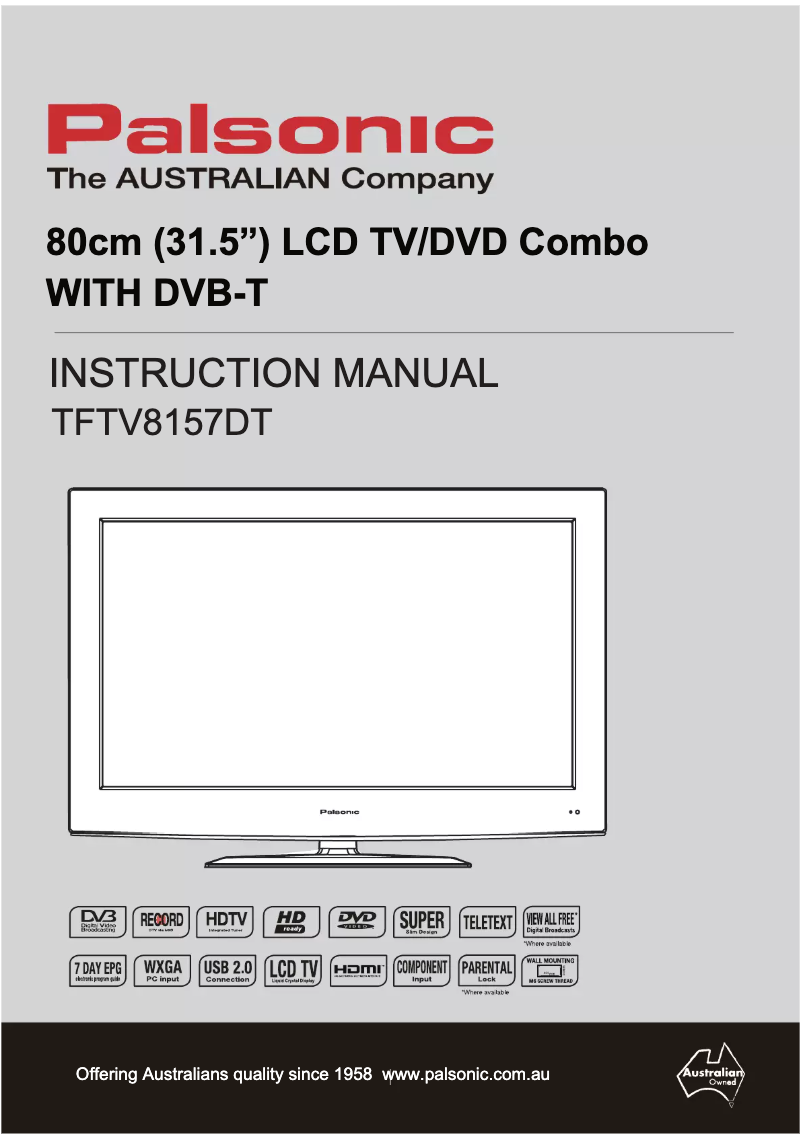Page n°1 - Manuel utilisateur Palsonic TFTV8157DT