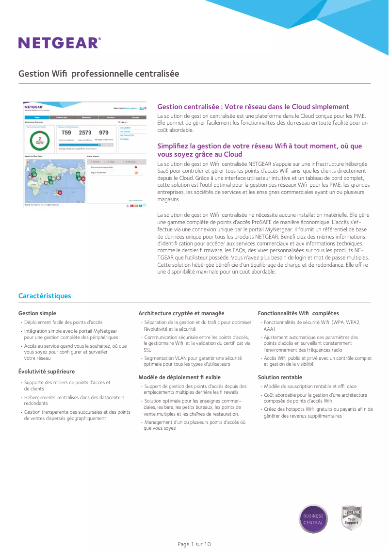 Page n°1 - Fiche technique Netgear Business Central Wireless Manager