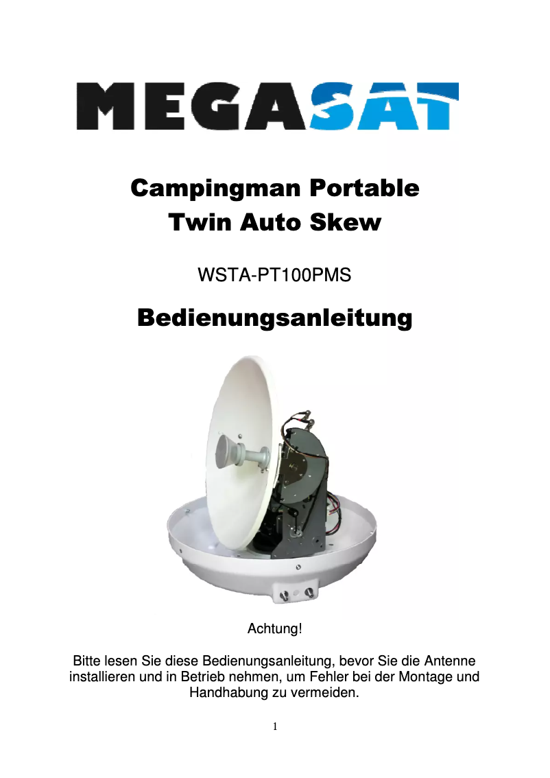 Page 1 de la notice Manuel utilisateur Megasat Campingman Portable Twin Auto Skew WSTA-PT100PMS