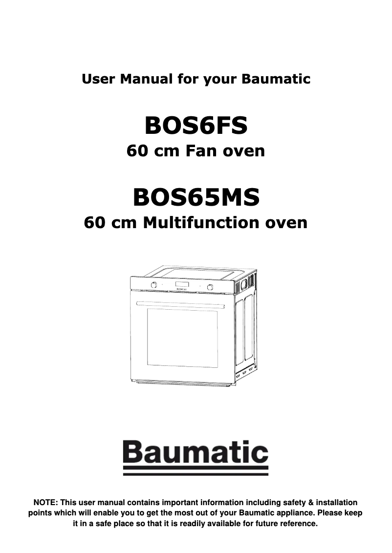Page n°1 - Manuel utilisateur Baumatic BOS6FS