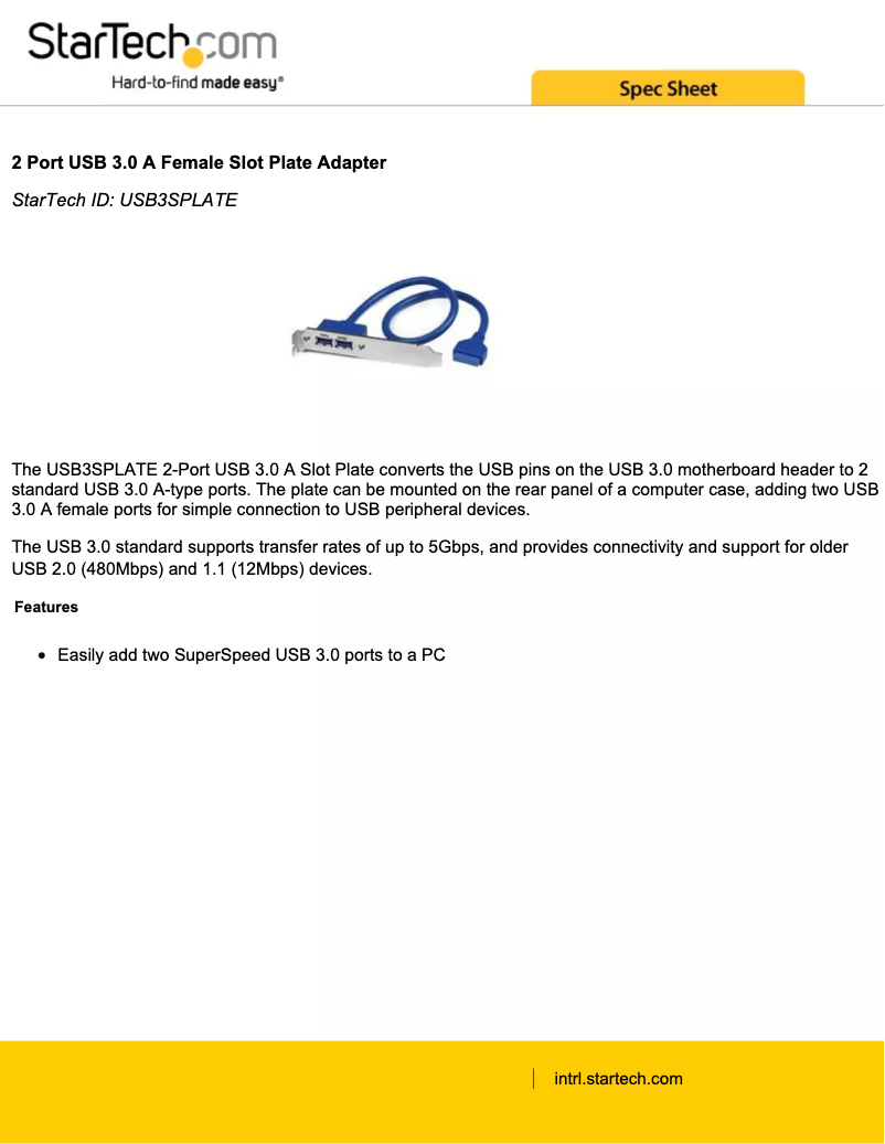 Page n°1 - Brochure StarTech.com USB3SPLATE