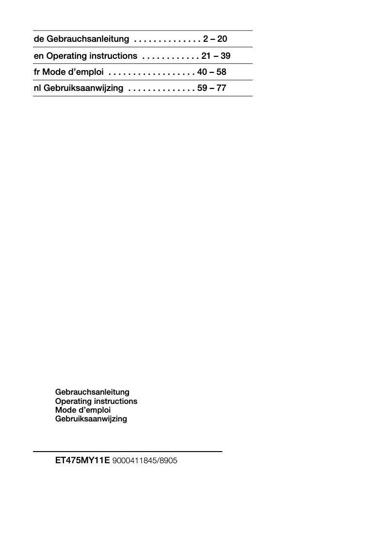 Page 1 de la notice Manuel utilisateur Siemens ET475MY11E