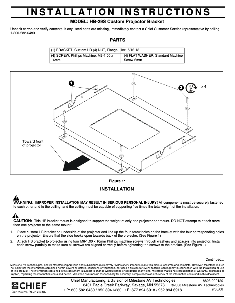 Page n°1 - Manuel utilisateur Chief HB29S