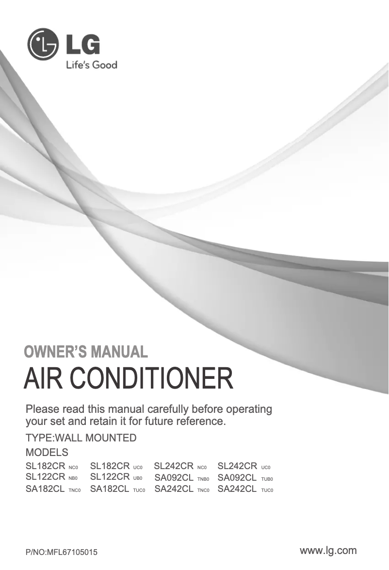 Image de la première page du manuel de l'appareil SL182CR