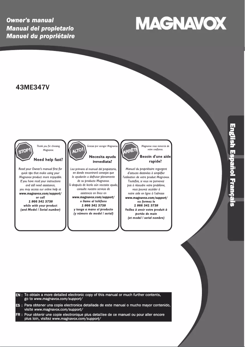 Image de la première page du manuel de l'appareil 43ME347V