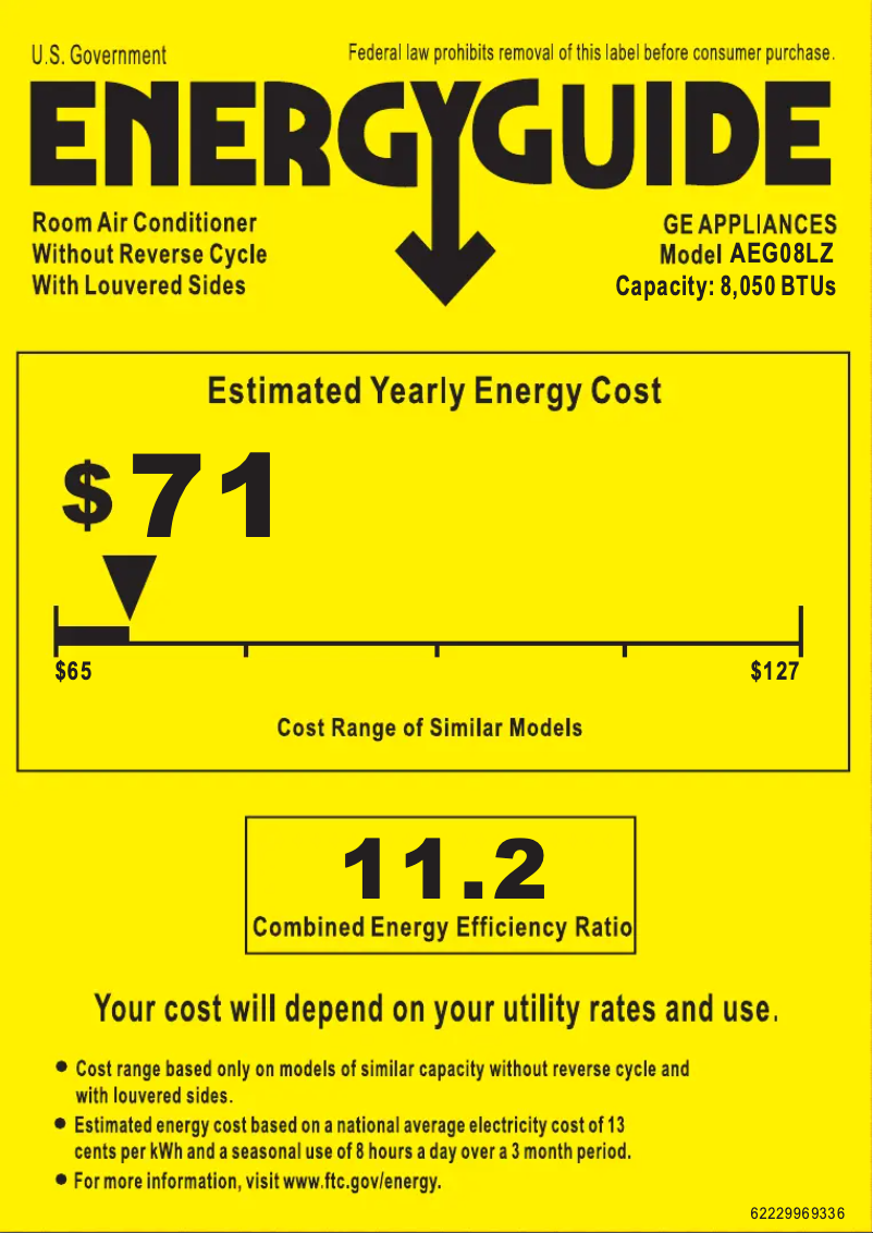 Page n°1 - Label énergétique GE AEG08LZ