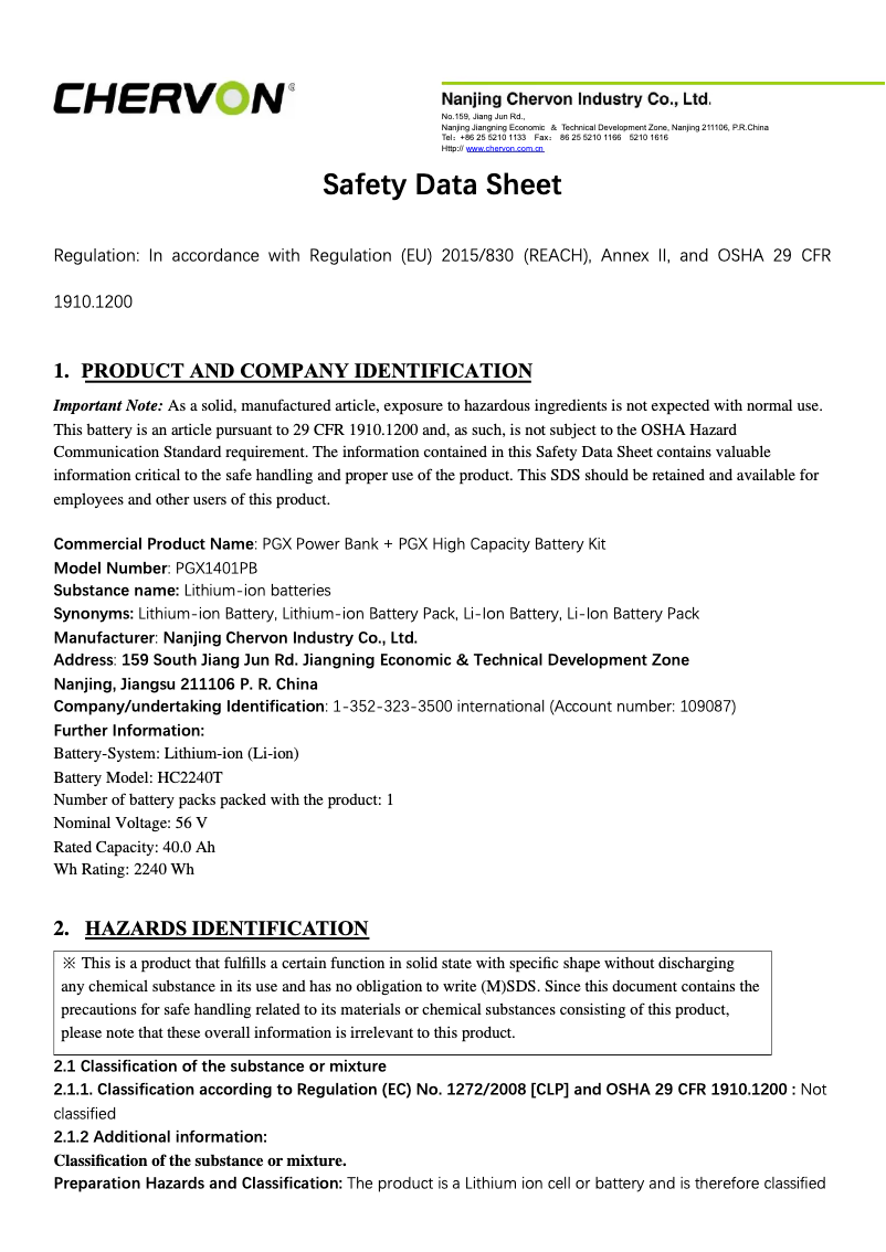 Page 1 de la notice Instructions de sécurité EGO PGX1401PB