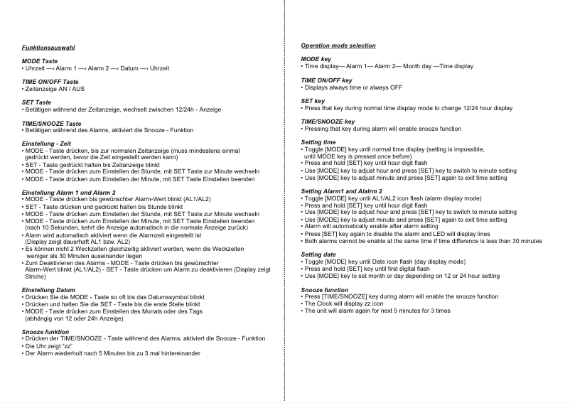 Page n°1 - Manuel utilisateur Techno Line WQ 100