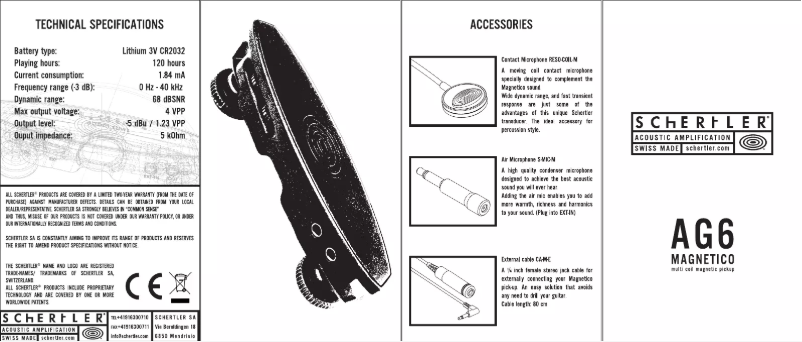 Page 1 de la notice Manuel utilisateur Schertler M-AG6