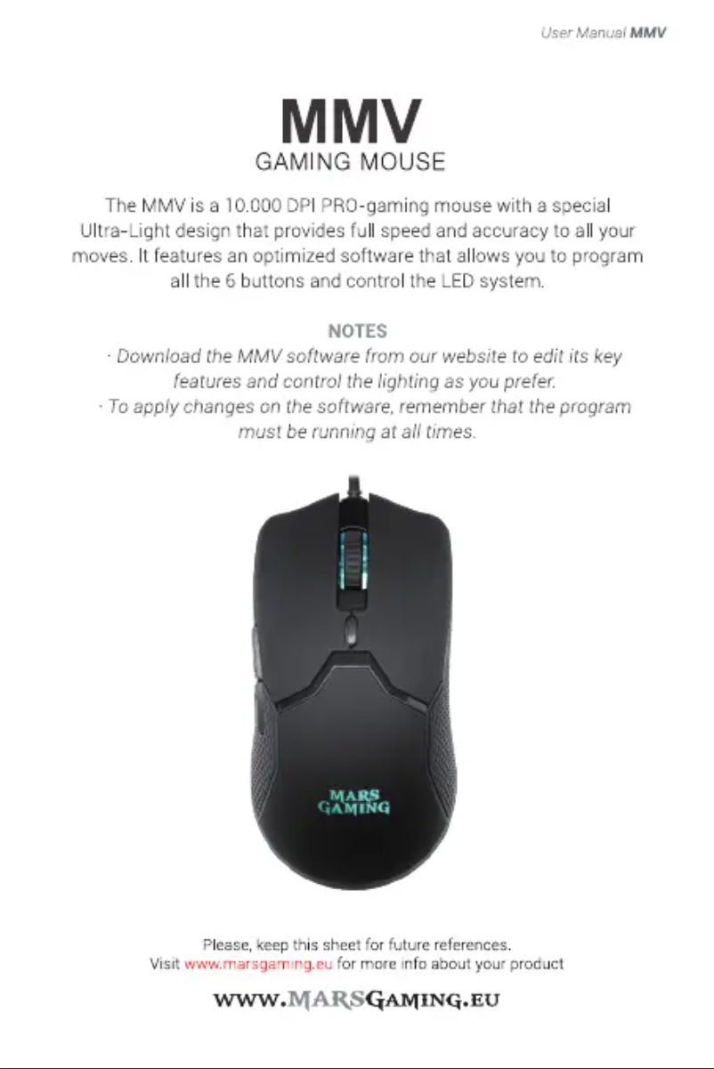 Page 1 de la notice Manuel utilisateur Mars Gaming MMV