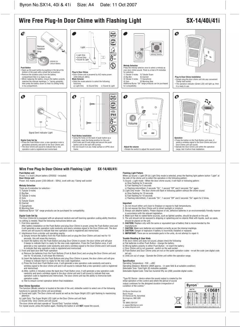 Imagen de la primera página del manual del dispositivo SX14