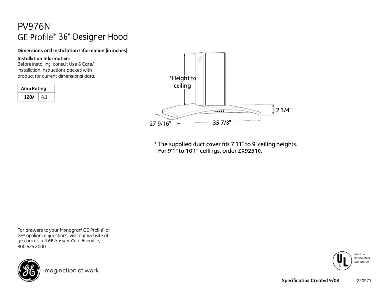 Image de la première page du manuel de l'appareil Profile PV976NSS