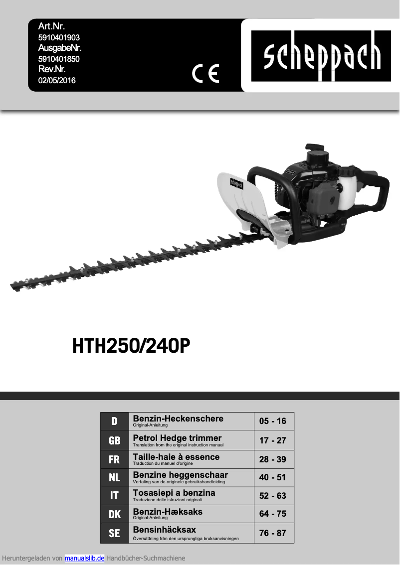 Page n°1 - Manuel utilisateur Scheppach HTH250