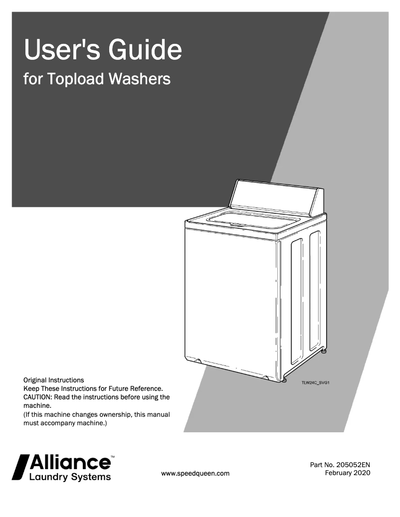 Page 1 de la notice Manuel utilisateur Speed Queen TR5003WN