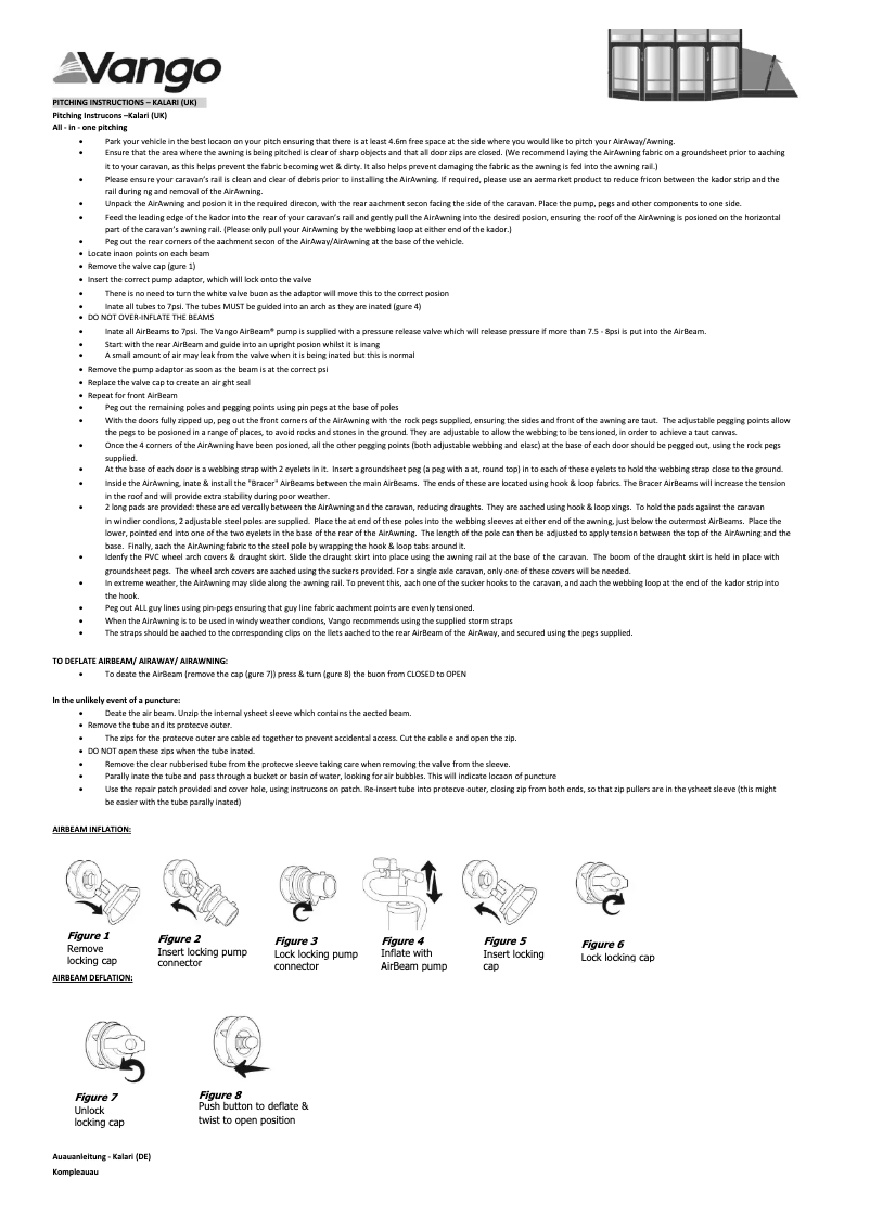 Page 1 de la notice Manuel utilisateur Vango Kalari 520