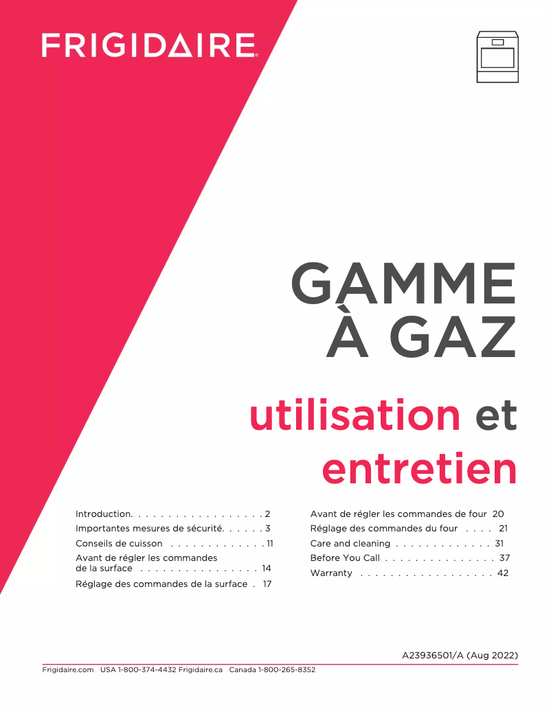 Page n°1 - Manuel utilisateur Frigidaire FCFG3062AB