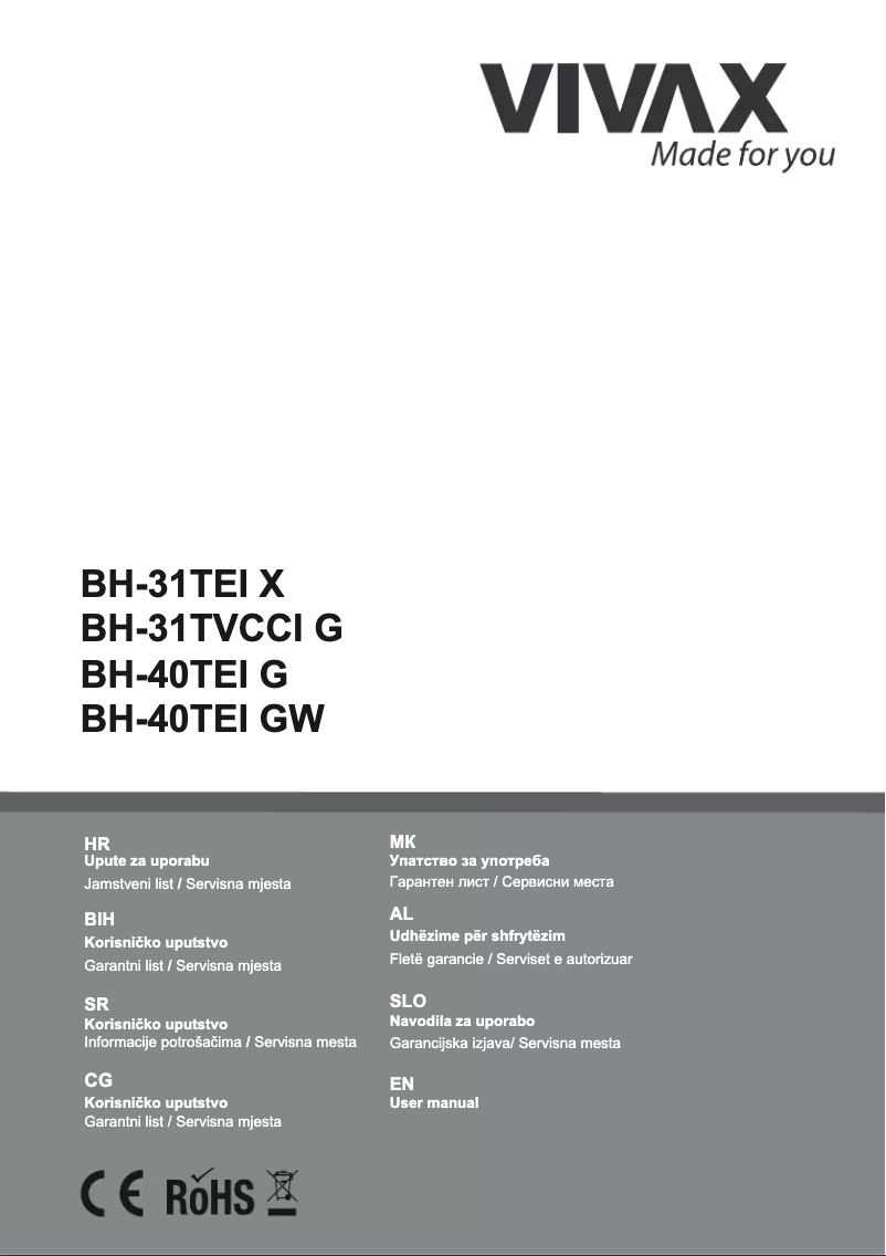 Page n°1 - Manuel utilisateur Vivax BH-40TEI GW