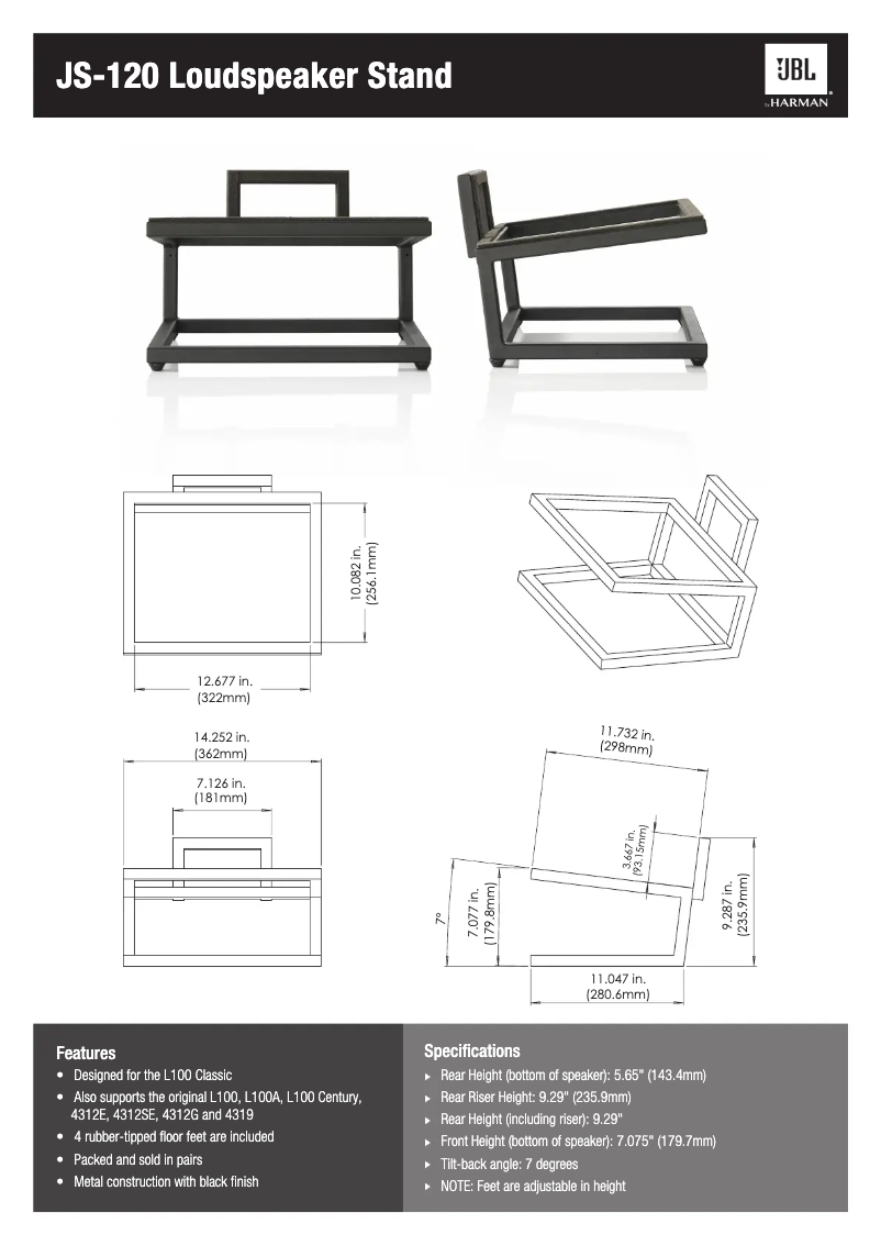 Page n°1 - Fiche technique JBL JS-120