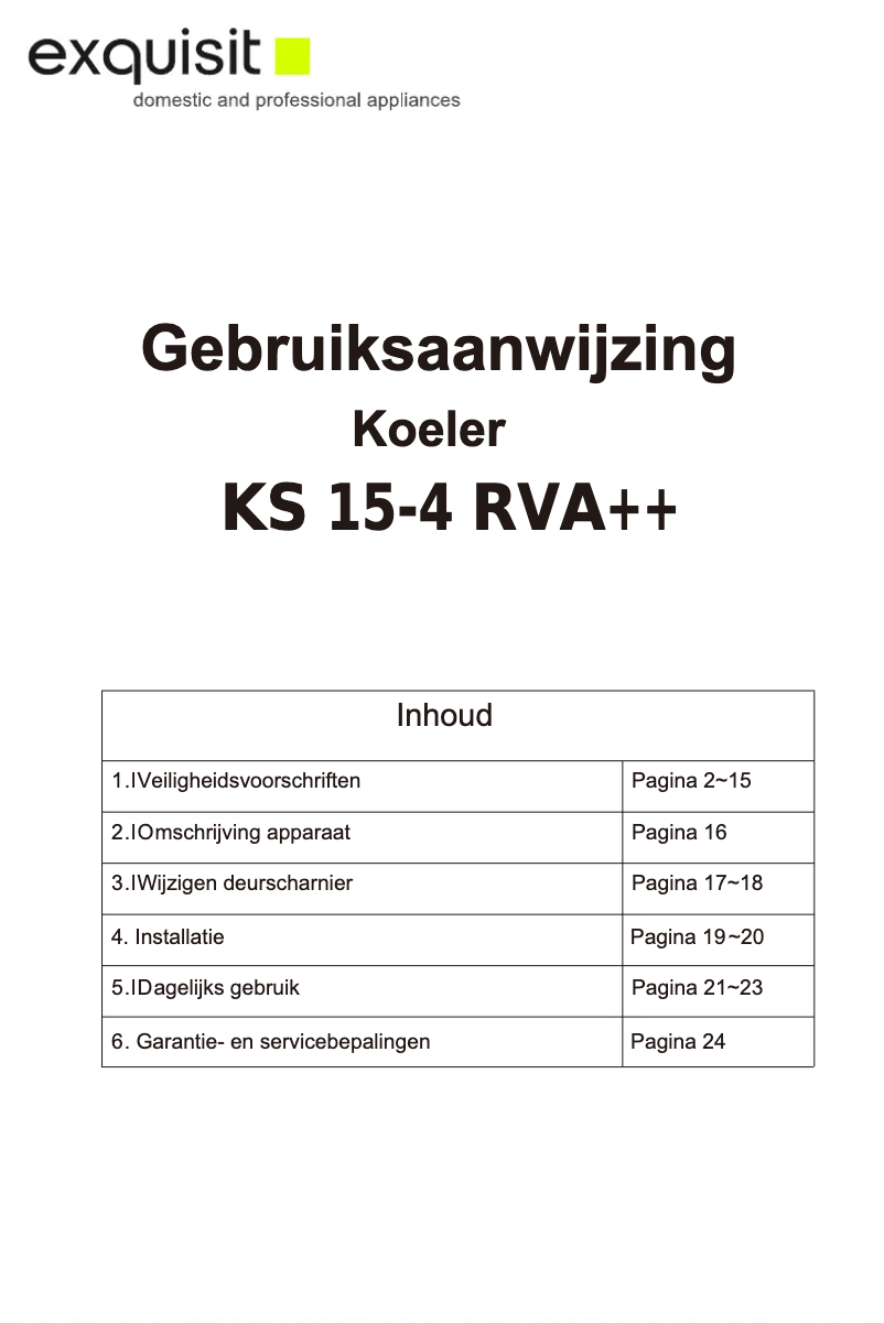 Page 1 de la notice Manuel utilisateur Exquisit KS 15-4 RVA++